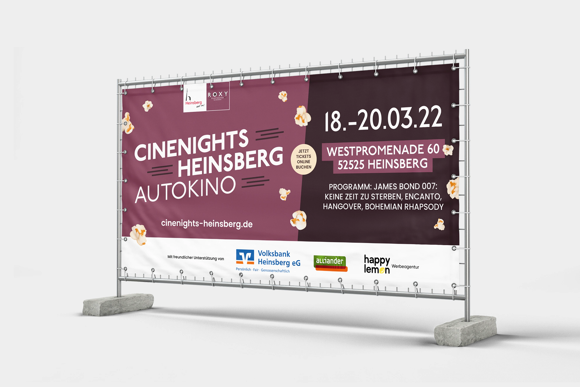 Cinenights Heinsberg Autokino Bauzaunbanner