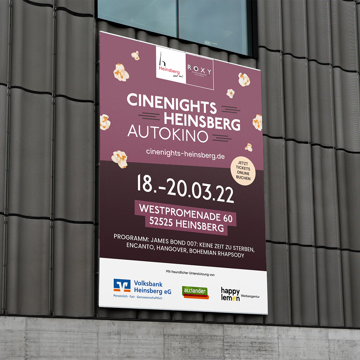 Cinenights Heinsberg Autokino Werbeschild