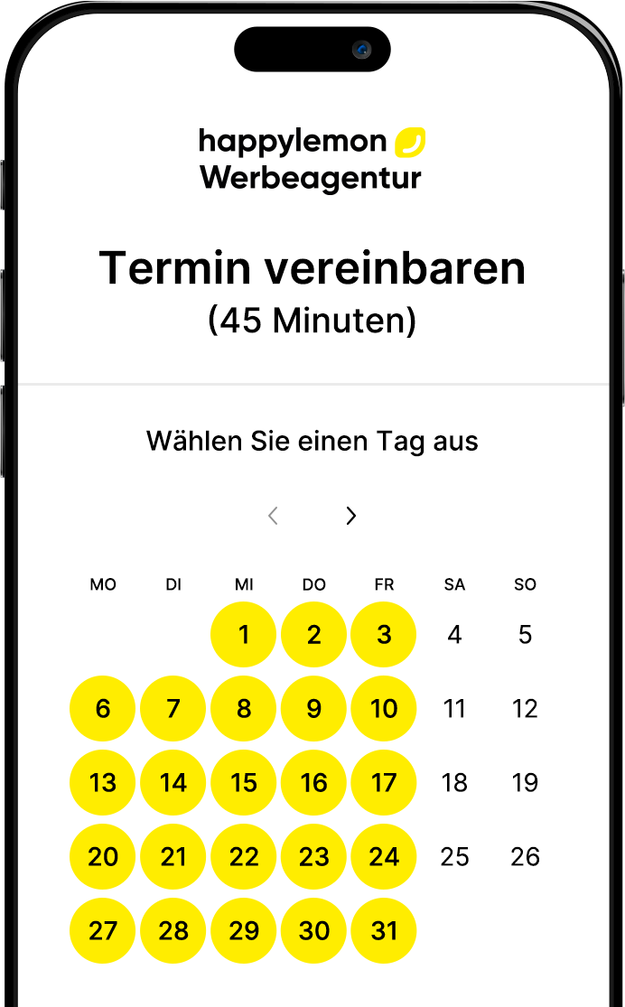 happylemon Smartphone mit Kalenderansicht
